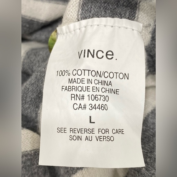 Vince Cotton Henley Long Sleeve Sweater Ivory/ Heathered Grey size L - Picture 10 of 10